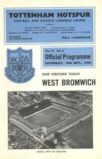 Spurs v West Bromwich Albion (19 Sep 1964) Programme