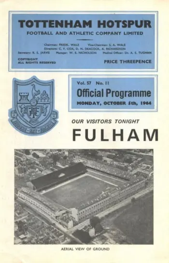 Spurs v Fulham FC (05 Oct 1964) Programme