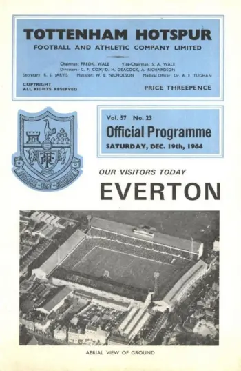 Spurs v Everton FC (19 Dec 1964) Programme