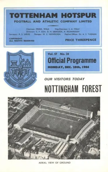 Spurs v Nottingham Forest (28 Dec 1964) Programme