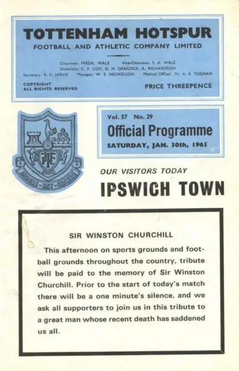 Spurs v Ipswich Town (30 Jan 1965) Programme