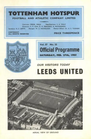 Spurs v Leeds United (27 Feb 1965) Programme