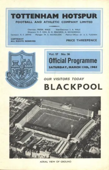 Spurs v Blackpool FC (13 Mar 1965) Programme