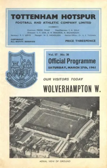Spurs v Wolverhampton Wanderers (27 Mar 1965) Programme