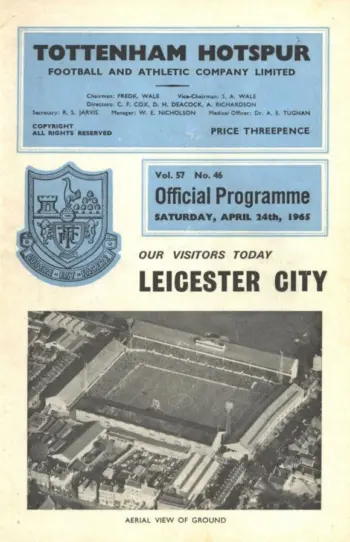 Spurs v Leicester City (24 Apr 1965) Programme