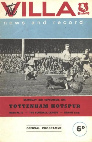 Spurs v Aston Villa (25 Sep 1965) Programme
