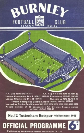 Spurs v Burnley FC (04 Dec 1965) Programme