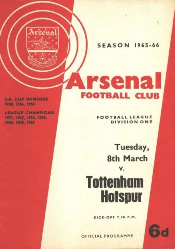 Spurs v Arsenal FC (08 Mar 1966) Programme