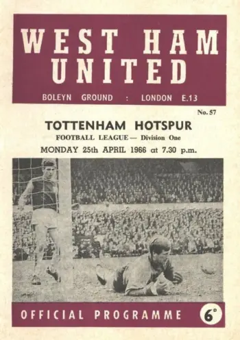 Spurs v West Ham United (25 Apr 1966) Programme