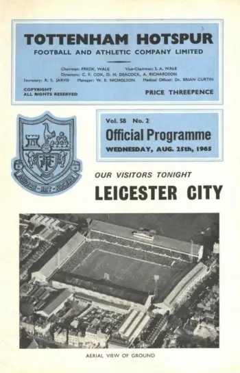 Spurs v Leicester City (25 Aug 1965) Programme