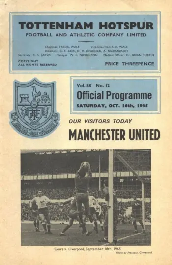 Spurs v Manchester United (16 Oct 1965) Programme