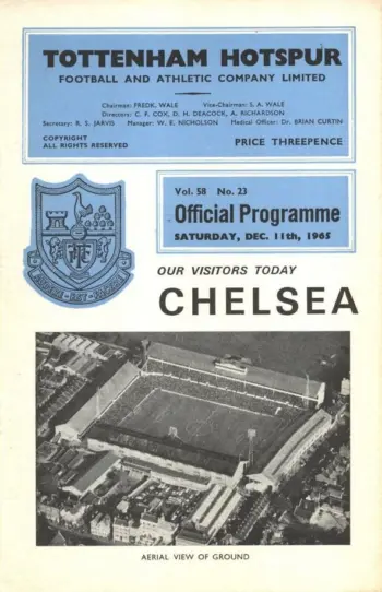 Spurs v Chelsea FC (11 Dec 1965) Programme