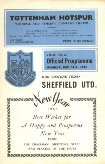 Spurs v Sheffield United (27 Dec 1965) Programme