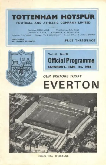 Spurs v Everton FC (01 Jan 1966) Programme