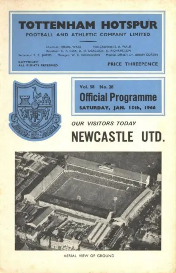 Spurs v Newcastle United (15 Jan 1966) Programme