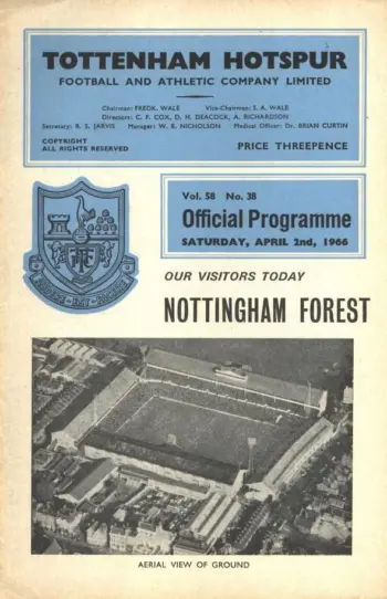 Spurs v Nottingham Forest (02 Apr 1966) Programme