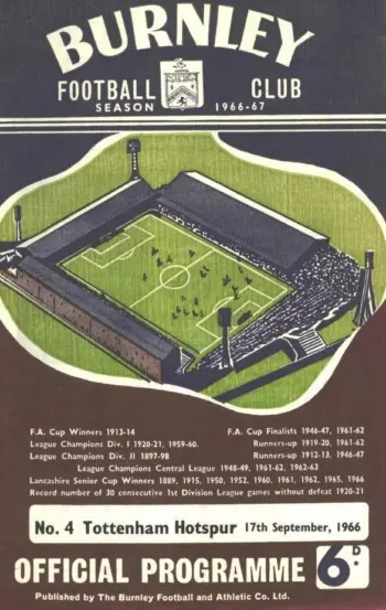 Spurs v Burnley FC (17 Sep 1966) Programme