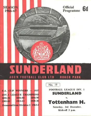 Spurs v Sunderland AFC (03 Dec 1966) Programme