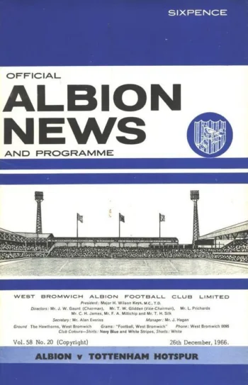 Spurs v West Bromwich Albion (26 Dec 1966) Programme