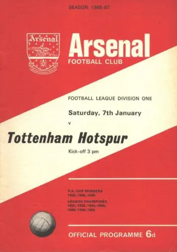 Spurs v Arsenal FC (07 Jan 1967) Programme