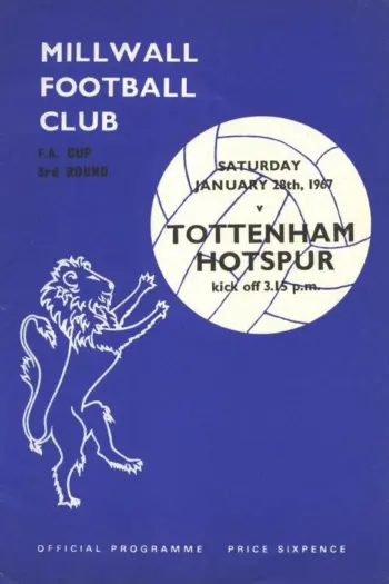 Spurs v Millwall FC (28 Jan 1967) Programme