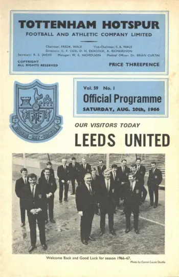 Spurs v Leeds United (20 Aug 1966) Programme