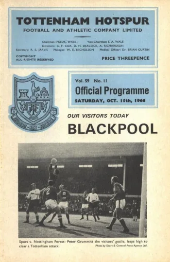 Spurs v Blackpool FC (15 Oct 1966) Programme
