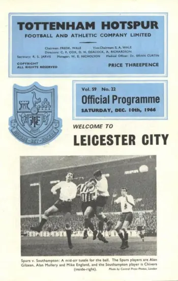 Spurs v Leicester City (10 Dec 1966) Programme