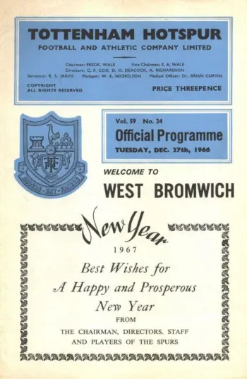 Spurs v West Bromwich Albion (27 Dec 1966) Programme
