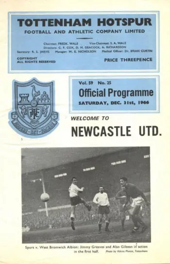 Spurs v Newcastle United (31 Dec 1966) Programme