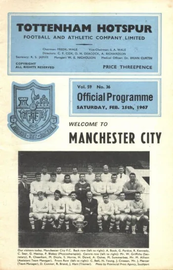 Spurs v Manchester City (25 Feb 1967) Programme
