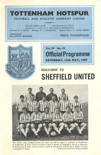 Spurs v Sheffield United (13 May 1967) Programme