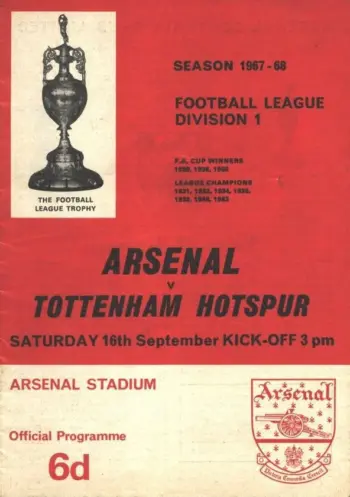 Spurs v Arsenal FC (16 Sep 1967) Programme
