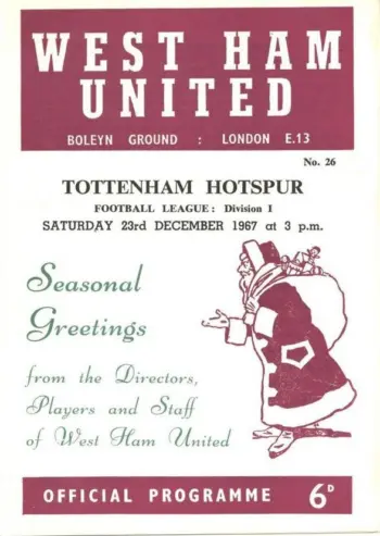 Spurs v West Ham United (23 Dec 1967) Programme