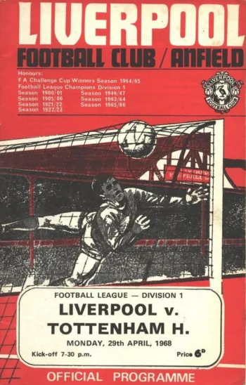 Spurs v Liverpool FC (29 Apr 1968) Programme