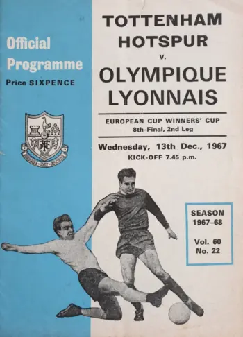 Spurs v Olympique Lyon (13 Dec 1967) Programme
