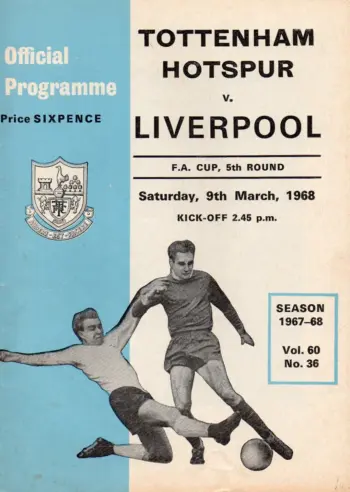 Spurs v Liverpool FC (09 Mar 1968) Programme