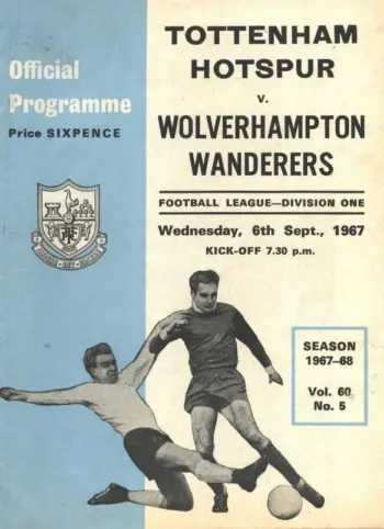 Spurs v Wolverhampton Wanderers (06 Sep 1967) Programme