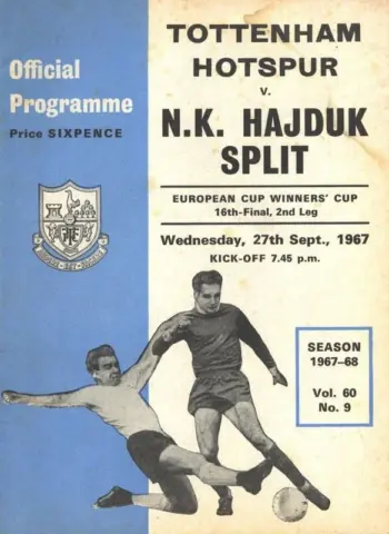 Spurs v HNK Hajduk Split (27 Sep 1967) Programme