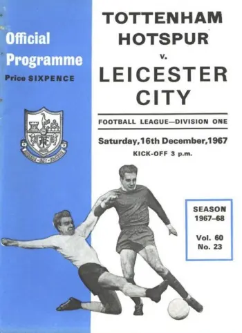 Spurs v Leicester City (16 Dec 1967) Programme