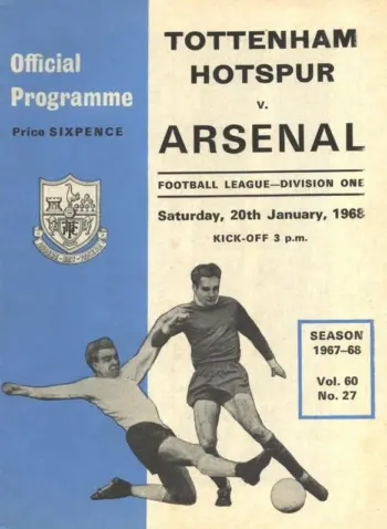 Spurs v Arsenal FC (20 Jan 1968) Programme