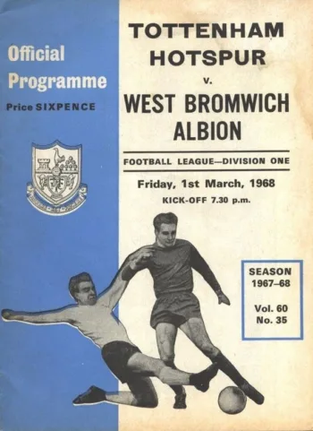 Spurs v West Bromwich Albion (01 Mar 1968) Programme