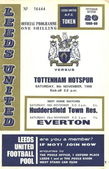 Spurs v Leeds United (09 Nov 1968) Programme