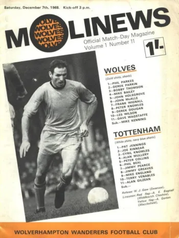 Spurs v Wolverhampton Wanderers (07 Dec 1968) Programme