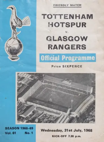 Spurs v Rangers FC (31 Jul 1968) Programme