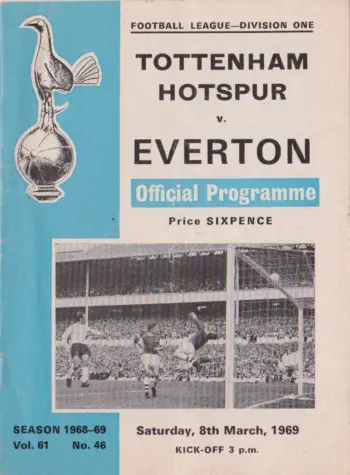 Spurs v Everton FC (08 Mar 1969) Programme