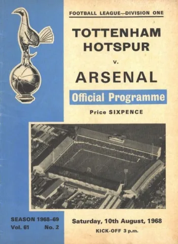 Spurs v Arsenal FC (10 Aug 1968) Programme