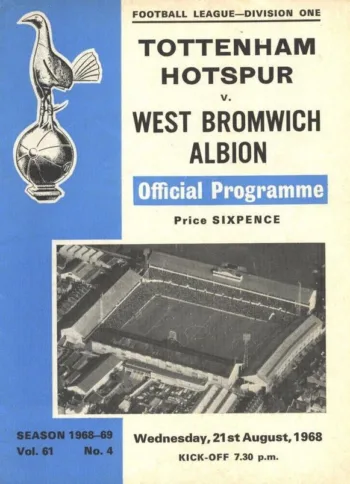 Spurs v West Bromwich Albion (21 Aug 1968) Programme
