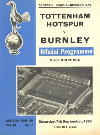 Spurs v Burnley FC (07 Sep 1968) Programme