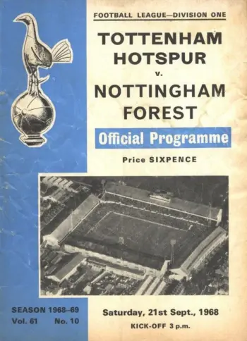 Spurs v Nottingham Forest (21 Sep 1968) Programme